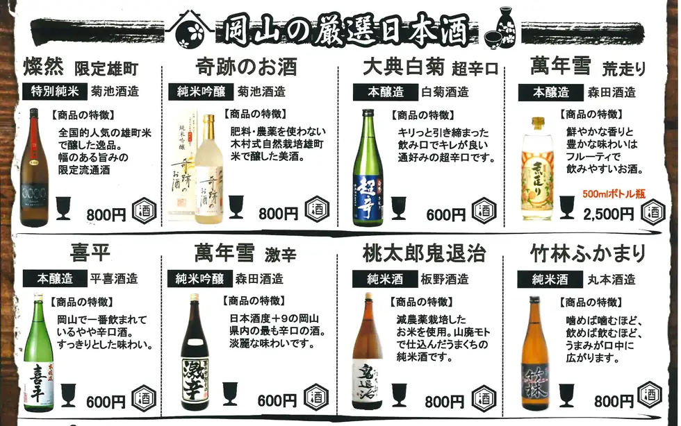 日本酒メニュー