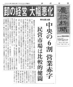2019年度・主要青果卸の決算動向（農経新聞記事）