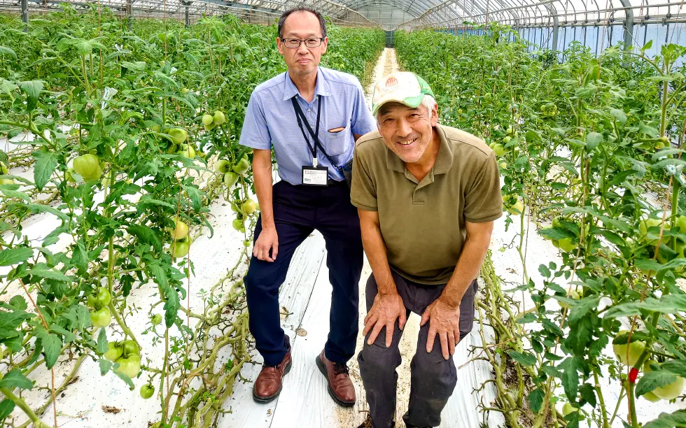 神石高原まる豊とまと生産組合の橋本組合長と